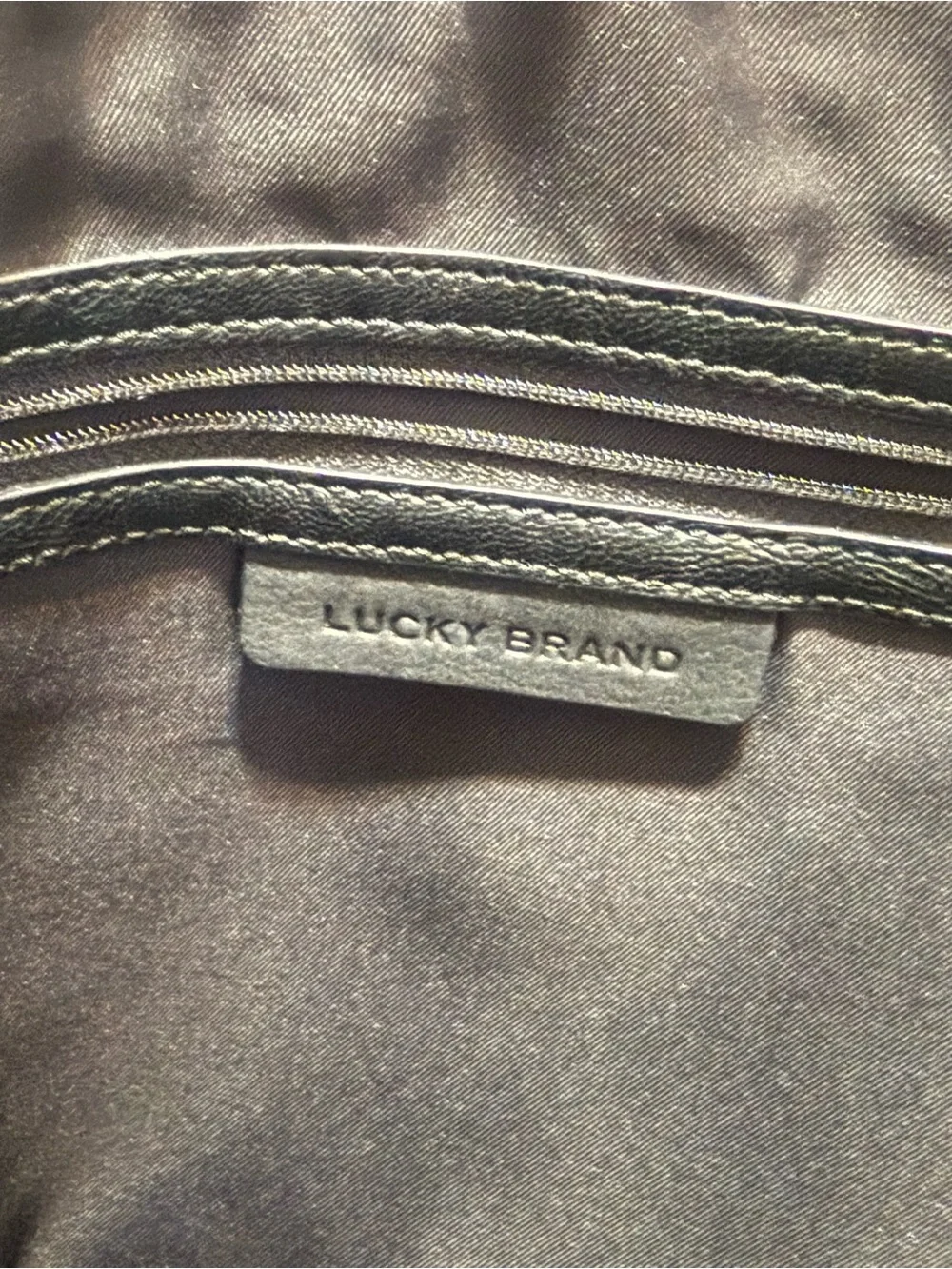 LUCKY BRAND Black Leather Abbey RoadTote Bag with Tassel Accent